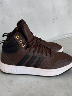 adidas Hoops 3.0 Mid Winterized Sneakers - Brown/Black - Size 8.5 US